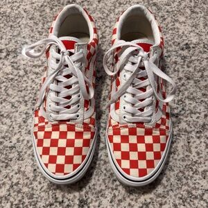 Vans Old Skool Red and White Checkered Sneakers Men’s Size 10